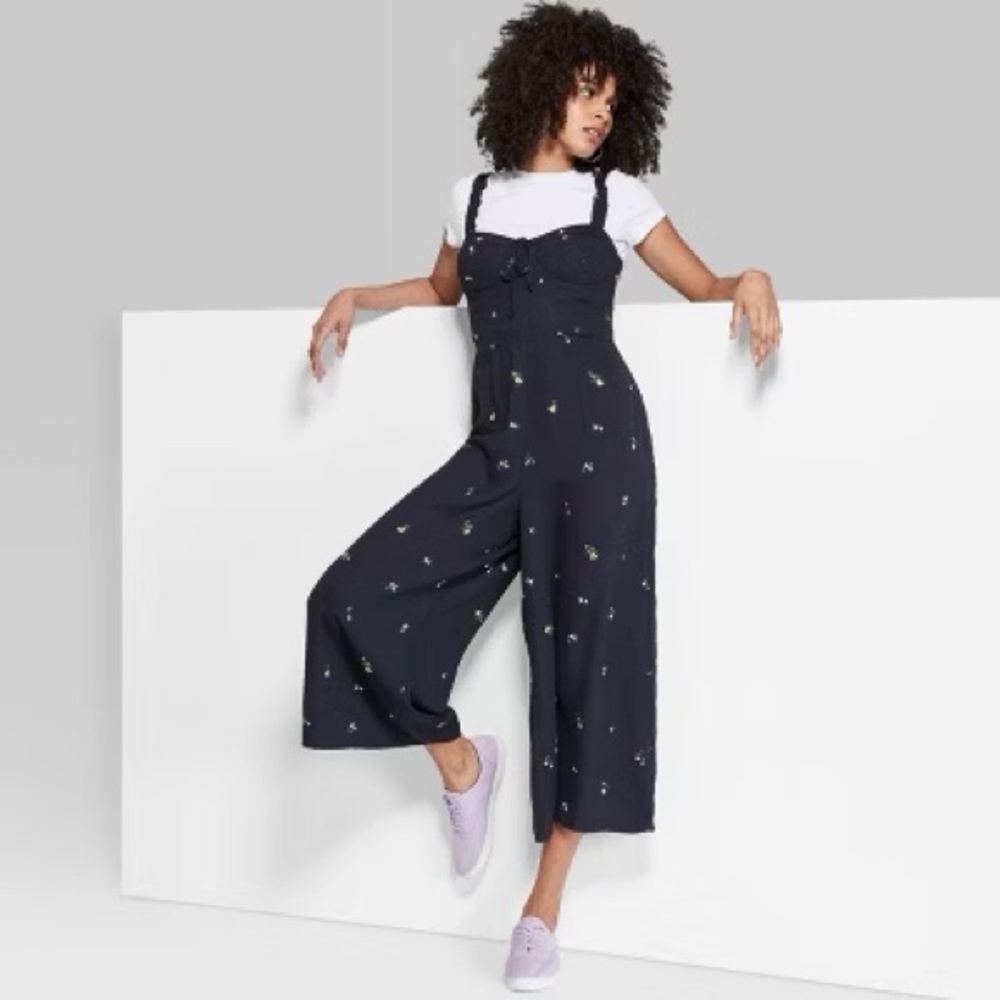 WILD FABLE FLORAL PRINT CROPPED WIDE LEG JUMPSUIT - Picture 2 of 12